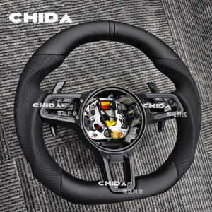 พวงมาลัยหนังแท้สีดำคุณภาพสูงแบบกำหนดเองสำหรับรถปอร์เช่ พานาเมร่า มาคันน์ คาเยนน์ 718 911 918 958 970 971 - Product Image 3