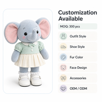 Peluche éléphant debout de 40 cm avec tenue et chaussures personnalisables, jouet en peluche sur mesure OEM ODM pour la vente en gros