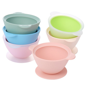 Bol à nourriture pour bébé, forme conique, silicone de qualité alimentaire, sans BPA, 0-12 mois, ventouse, anti-chute, vaisselle d'apprentissage - Product Image 5