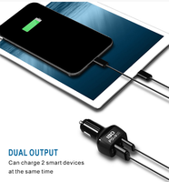 Chargeur de voiture rapide double port 12V-24V 48W pour OEM, adaptateur QC3.0/PD30W/PPS avec LED bleue pour montre connectée et écouteurs