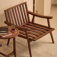 Fauteuil chaise longue en cuir véritable et bois massif, style nordique moderne rétro, design épuré pour salon, bureau et maison