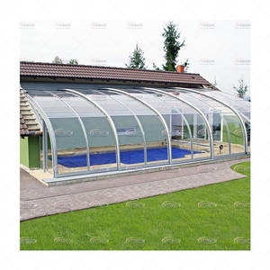 Véranda de restaurant pliable rétractable du Guangdong, couverture de <span class=keywords><strong>piscine</strong></span> coulissante automatique en polycarbonate, toit <span class=keywords><strong>plat</strong></span> pour maison ou hôtel - Product Image 4