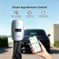 Nouveau chargeur EV intelligent 7 kW 32 A monophasé Type B 30 mA RCD IP65 Plug&Charge avec câble de 5 m blanc, support mural pour borne de recharge EV