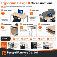 Mobilier de bureau commercial, poste de travail en forme de L pour le personnel de bureau avec tiroir, bureau et chaise pour 1/2/3/4/6 personnes