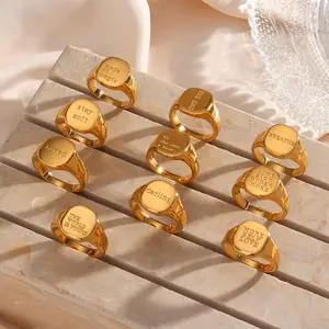 Gogem Inspirational Quote Schmuck Siegel ring mit benutzer definiertem Logo Vergoldetes Edelstahl-Fett band für Männer und Frauen