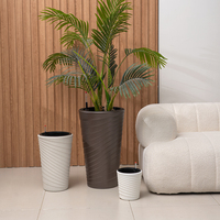 Pot Tanaman Penyiram Otomatis, Plastik PP, Finishing Spray-Dot & Desain Bergaris Berpilin untuk Dalam/Luar Ruangan/Balkon/Taman