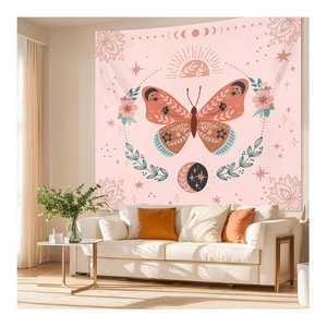 Tapiz Decorativo de Pared con Diseño de Mariposas Rosas, Estilo Bohemio, Mandala, Arte Floral, <span class=keywords><strong>para</strong></span> Dormitorio de Adolescentes - Product Image 3