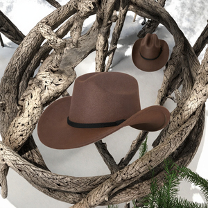 Wholesale Unisex Wide Brim Western Cowboy <b>Hat</b> Metal Buckle Strap <b>Band</b> Imitation Felt Outdoor Ranch Travel Fishing Party Costume - Product Image 3