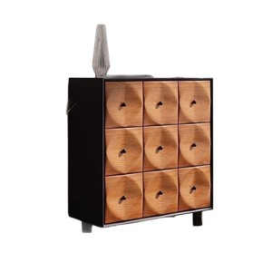Niche Retro Storage Cabinet Black <b>Walnut</b> Solid Wood Nine <b>Drawer</b> Chest Bedroom Sofa Side Cabinet - Product Image 5