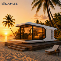 Capsule spatiale de luxe LANGE, 1 chambre, 1 salle de bain, baignoire, verrière panoramique, spa, maison préfabriquée modulaire pour glamping, villa