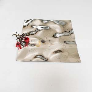 EX090 Embossed Golden Water Ripple Wave Decorative Stainless Steel <b>Sheet</b> 304J1 Corrugated Plate Cutting Welding Bending Ceiling - Product Image 1