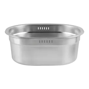 10L Modern Stainless Steel Kitchen Sink Single Bowl Rectangular Dish Tub with Brushed Surface without Faucet