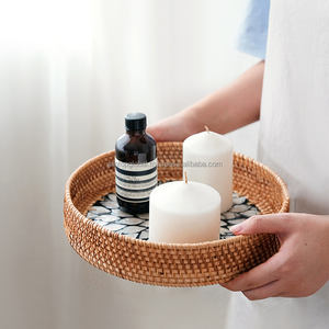 Vente chaude Personnalisé Plateau De Service Rond En Osier Naturel Tissé À La Main Plateau En Rotin pour La Décoration Intérieure Stockage Des Aliments Utilisation De La Salle De Bains - Product Image 6