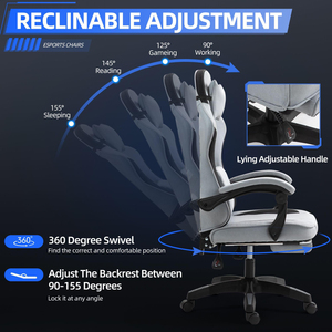 <span class=keywords><strong>Max</strong></span> tải 150kg vải Ergonomic máy tính ghế có thể điều chỉnh ngả Video Trò chơi ghế vải massage chơi game ghế với chỗ để chân - Product Image 5