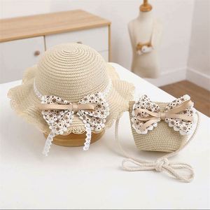 Conjunto de Sombrero y Bolso de Paja para Niños, Moda Infantil, Verano, Protección Solar, Unisex, para Viajes, Casual, con Serigrafía - Product Image 3