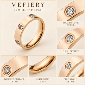 Wholesale <b>Rose</b> Gold <b>Clear</b> Stone Minimalist Stainless Steel Stackable Ring - Product Image 4