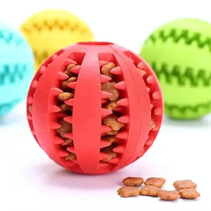 Factory Direct Sales Rubber Non-toxic Pet Split Teeth Cleaning Ball Indestructible Wearable Dog Chew Toy Ball