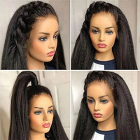Yaki 13x4 Kinky Straight HD Lace Frontal Pelucas de cabello humano Glueless Pre arrancado con cabello de bebé para mujeres