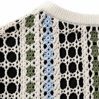 Maßgeschneiderte LOGO Herren Strickjacke Knitterfrei Schnelltrocknend Atmungsaktiv Kurzarm Creme Sommer Polyester OEM ODM Fabrik Handgefertigt