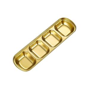 Stainless Steel Condiment Dish 304 Rectangle Four Compartment For Western Restaurant Dipping Sauce - Product Image 1