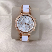 Montre pour femme en or rose avec bracelet en acier inoxydable, lunette en cristal, cadran rose brillant, montre-bracelet à quartz tendance pour soirée