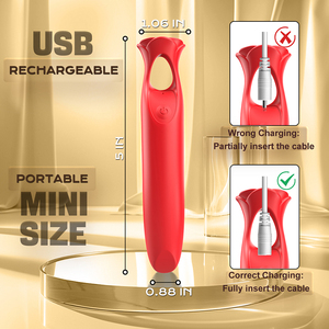 Mini USB <b>Rechargeable</b> Clitoral <b>Vibrator</b> Red Portable Adult Sex Toy - Product Image 1