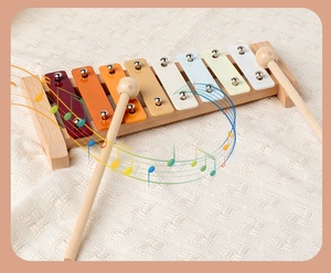 Ensemble d'instruments de musique en bois en gros, jouet d'éveil Montessori avec xylophone, hochet et tambour, cadeau pour bébés - Product Image 4