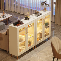 Meuble à chaussures moderne en bois blanc avec éclairage RGB, armoire de rangement multi-niveaux grande capacité, meuble à chaussures pour hall d'entrée