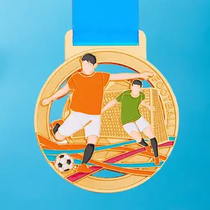 Medaglia della catena del fatturato personalizzata 6 "personalizza con il tuo Logo o il trofeo della medaglia del campione d'oro artistico per la collana di calcio