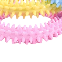 Jouet à mâcher pour chien en TPR couleur macaron, anneau à picots, nettoyage des dents, résistant à l'usure, jouet interactif pour animaux de compagnie pour l'intérieur et l'extérieur