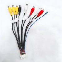 Câble adaptateur de radio Android pour voiture personnalisé 20 broches RCA avec entrée vidéo caméra de recul et sortie audio subwoofer