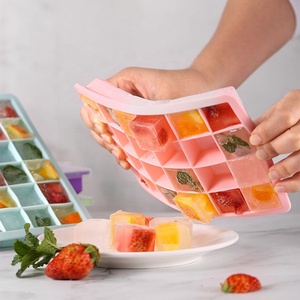 Nhà Máy Bán Buôn Bpa Miễn Phí Lạnh 24 Lưới Ice Cube Khay Dễ Dàng Để Demold Cấp Thực Phẩm Silicone Ice Cube Khuôn Mẫu Có Nắp Đậy - Product Image 3