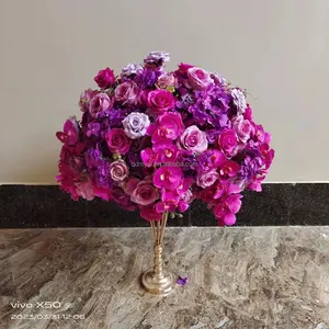 Bola bunga desain baru penjualan laris warna ungu mewah merah muda populer untuk penataan acara dekorasi bunga pernikahan