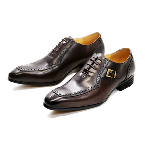 Chaussures Oxford en cuir véritable noir pour hommes, bout pointu, à lacets avec boucle, toutes saisons, vêtements formels, chaussures en cuir respirantes - Product Image 6