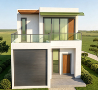 Villa préfabriquée moderne à deux étages, structure en acier, maison familiale, maison modulaire de luxe avec garage et balcon
