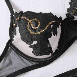Set di Lingerie di san valentino rosso China da Applique in oro Glitter <span class=keywords><strong>reggiseno</strong></span> Sexy <span class=keywords><strong>con</strong></span> controllo deciso e decorazione <span class=keywords><strong>con</strong></span> paillettes - Product Image 6