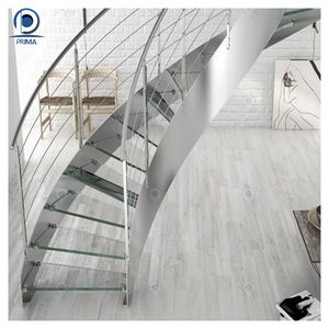 <span class=keywords><strong>Escalier</strong></span> en métal incurvé de conception moderne Prima, <span class=keywords><strong>escalier</strong></span> en <span class=keywords><strong>bois</strong></span> incurvé durable, marche en verre trempé, garde-corps en tige incurvée, <span class=keywords><strong>escalier</strong></span> incurvé - Product Image 4