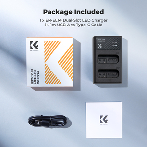 Chargeur rapide double fente K&F Concept EN-EL14 pour batteries d'appareil photo <span class=keywords><strong>Nikon</strong></span> D3500 D5600 D3200 <span class=keywords><strong>D3300</strong></span> D3400 D5500 P7800 - Product Image 6