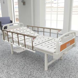 เตียงผู้ป่วยปรับระดับได้ทันสมัย พร้อมราวกั้นอะลูมิเนียม ระบบมือหมุน รองรับการให้สารน้ำ แบบพับได้ อุปกรณ์ดูแลผู้ป่วย - Product Image 1