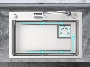 Évier de cuisine à cuve unique en acier inoxydable 304, épaissi de 5 mm, pour le lavage des légumes et de la vaisselle, avec robinet de cuisine extractible en laiton - Product Image 4