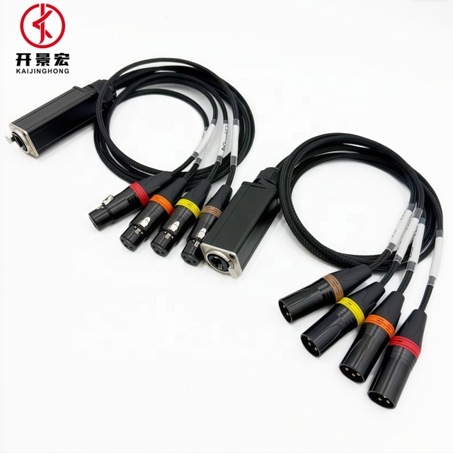 RJ45 Female Plug to 4 Channel 3 Pin XLR Male and Female Connector Adapter Snake Cable
