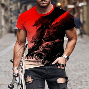 Stock de T-shirts à manches courtes personnalisables en polyester avec impression et motif de dragon tigre T-shirts à la mode pour hommes <span class=keywords><strong>XXL</strong></span> - Product Image 5