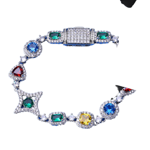 Bracelet à maillons géométriques en argent 925 plaqué or rose NUOYA, nouvelle arrivée, avec moissanite VVS, bijoux de luxe pour femmes - Product Image 1