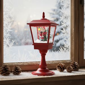 Lámpara Navideña LED <span class=keywords><strong>de</strong></span> Plástico Rojo con Diseño <span class=keywords><strong>de</strong></span> Santa Claus y Copos <span class=keywords><strong>de</strong></span> Nieve, Iluminada, para Colgar o <span class=keywords><strong>de</strong></span> Sobremesa, Venta al Por Mayor, Fábrica Melody China - Product Image 1