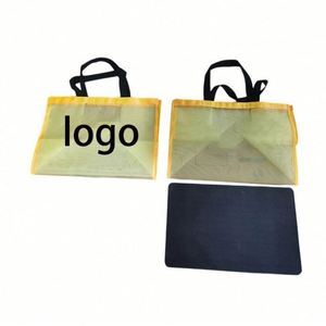 Sac fourre-tout pliable réutilisable en maille grande taille avec logo personnalisé, résistant au sable, séchage rapide, idéal pour la plage, les voyages, le bord de piscine et le shopping - Product Image 1