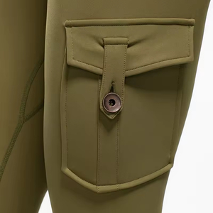 Pantalones de Yoga de entrenamiento de alta elasticidad con logotipo personalizado, mallas de cintura alta con bolsillo de carga para mujer - Product Image 6