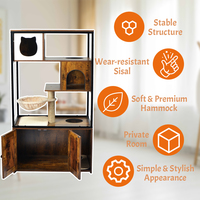 Maisonnette en bois pour animaux de compagnie, tour pour chat avec enclos pour litière, arbre à chat d'intérieur avec griffoir