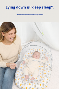 Xách tay bông bé làm tổ với dây kéo lưới chống muỗi, đệm thoáng khí và hỗ trợ giấc ngủ nhẹ nhàng cho trẻ sơ sinh thoải mái - Product Image 5