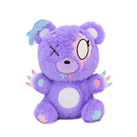 Bas quantité minimale de commande violet mignon personnalisable en peluche Anime assis ours mignon haute qualité broderie jouets en peluche Clones d'animaux de compagnie
