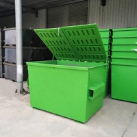 Conteneur à déchets en acier à levage frontal avec couvercles pour déchets solides, capacité de 1,5 à 6 mètres cubes, recyclage des déchets
